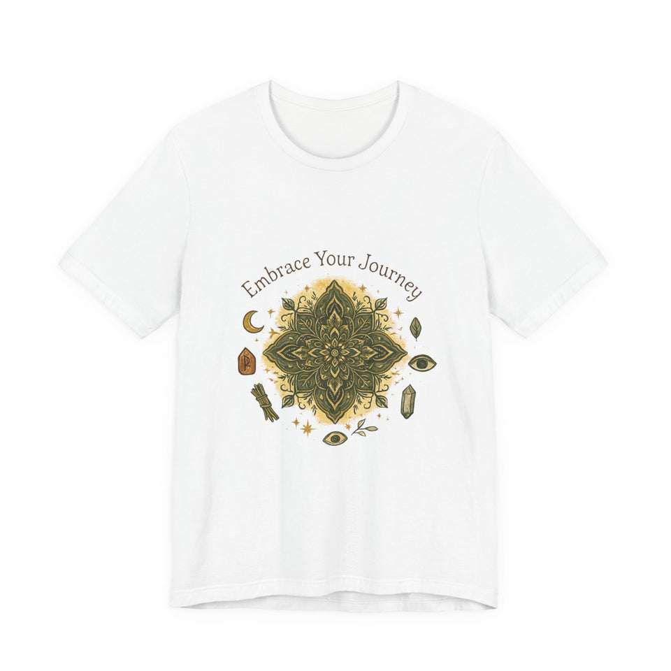 Crystal mandala graphic tee with celestial details