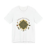 Crystal mandala graphic tee with celestial details