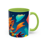 CartersLog Happy Fox Space Adventure Accent Coffee Mug – 11oz & 15oz Cute Cosmic Design