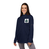 Green Floral Dragon Embroidery Quarter-Zip Pullover