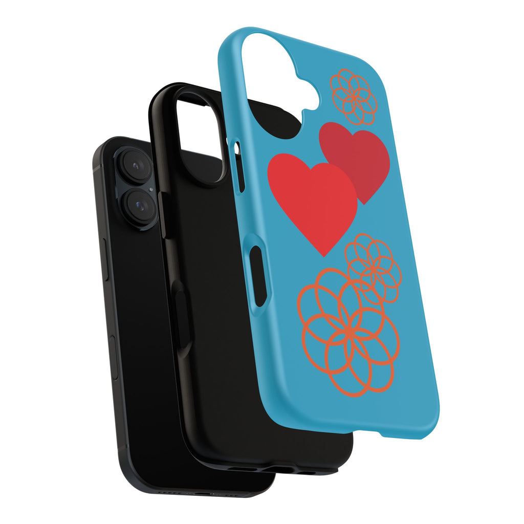 Stylish Phone Case with Floral Hearts Design, Tough Phone Cover, Unique Gift for Her, Trendy Accessories, Spring Vibe, Custom Cases