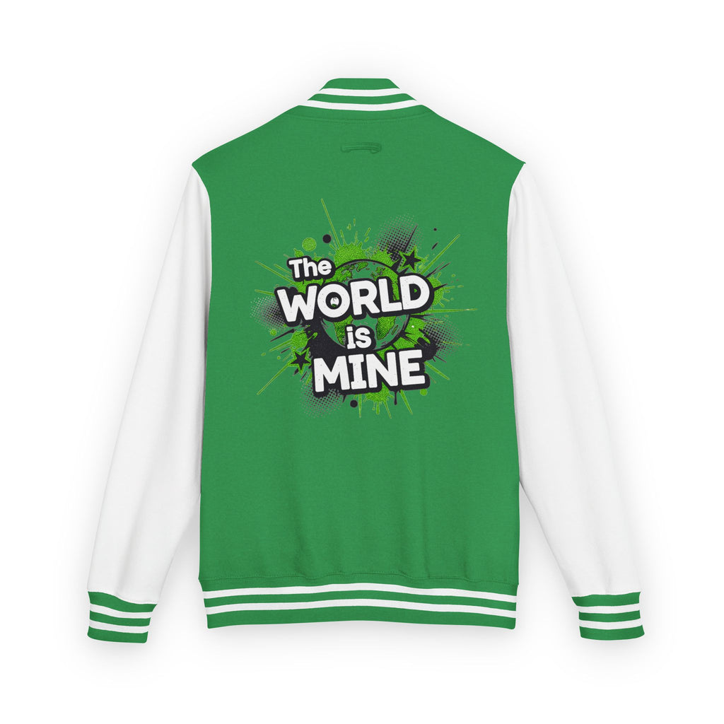 World Is Mine Graffiti Logo Letterman Jacket | KC Chest Monogram