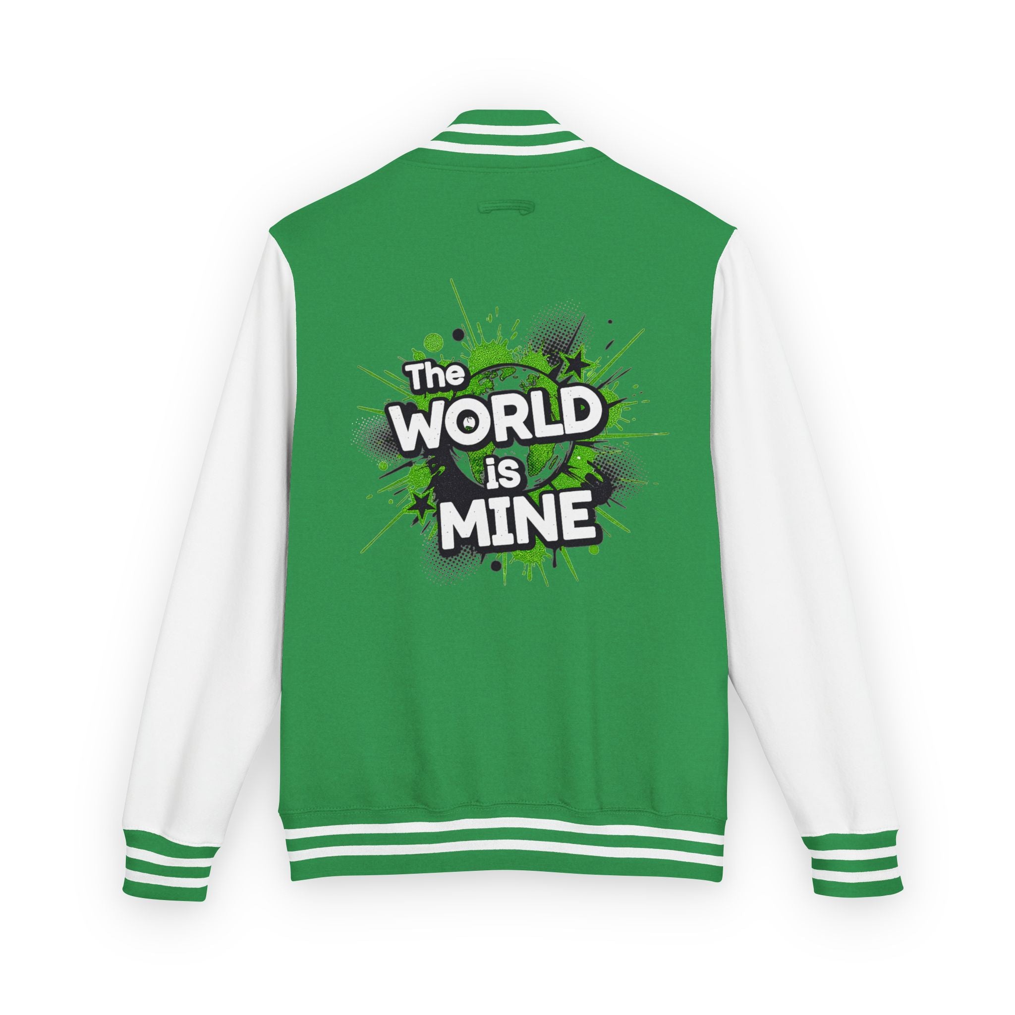 World Is Mine Graffiti Logo Letterman Jacket | KC Chest Monogram