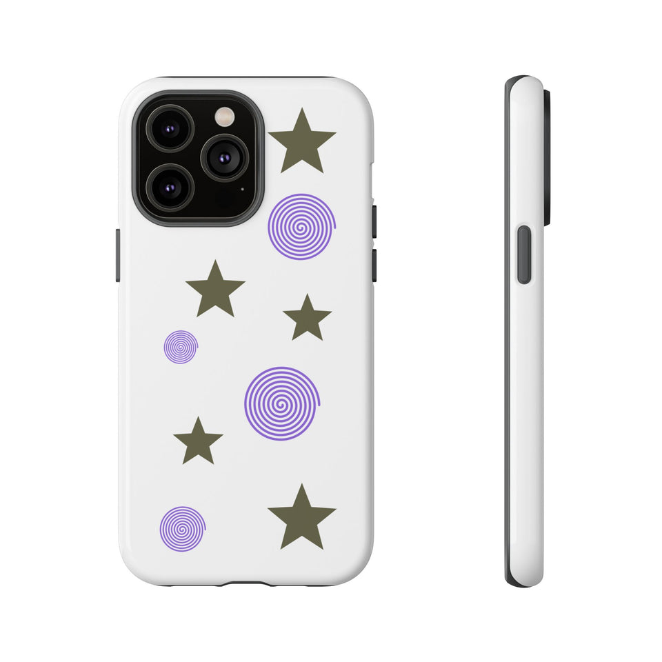 Trendy Phone Case, Stylish Phone Cover, Protective Phone Shell, Unique Phone Accessory, Gift for Her, Star and Swirl Design