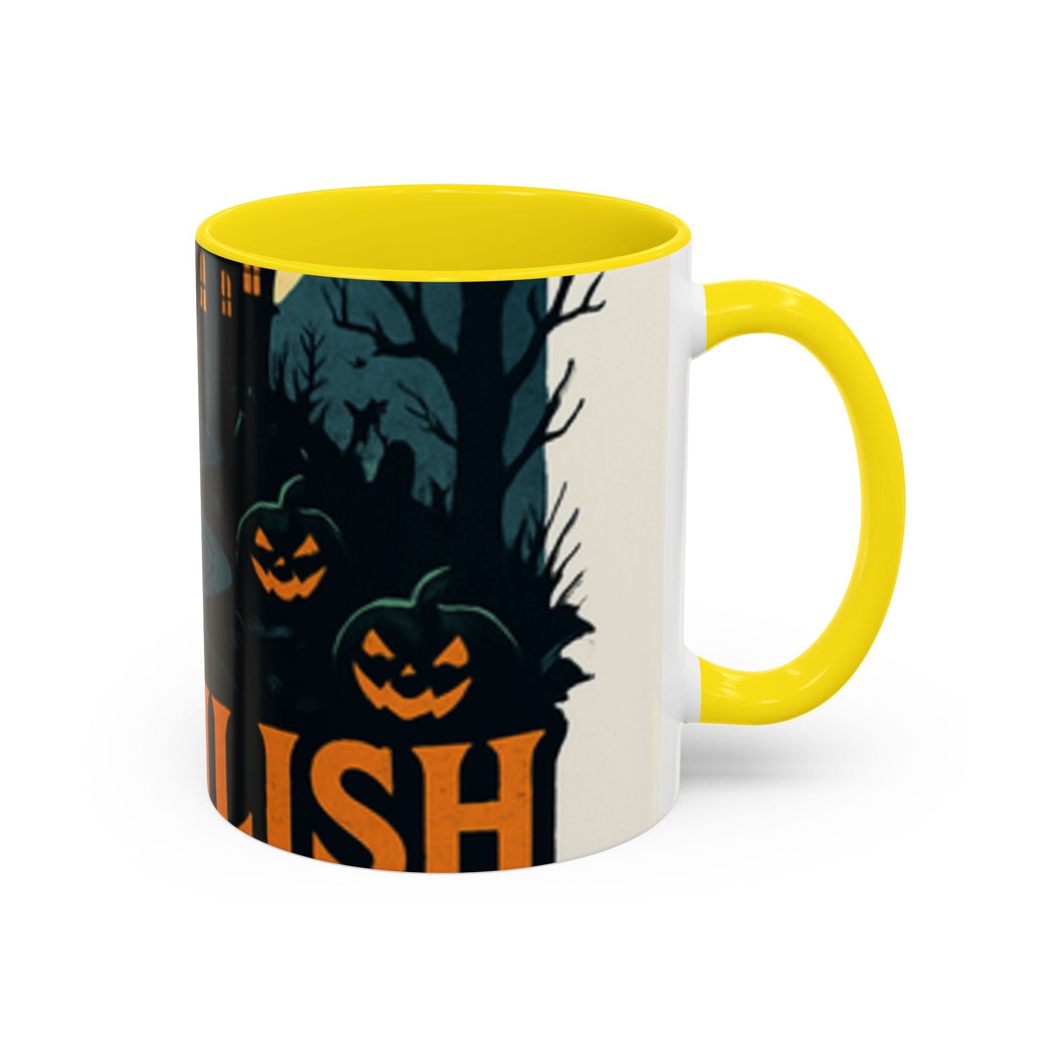 Spooky Cozy October Accent Coffee Mug — Autumn Vibe Ceramic (11/15 oz)