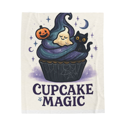 Cupcake Magic Velveteen Plush Blanket, Cozy Throw Blanket for Fall, Halloween Home Décor, Fun Gift for Kids, Soft Snuggle Blanket