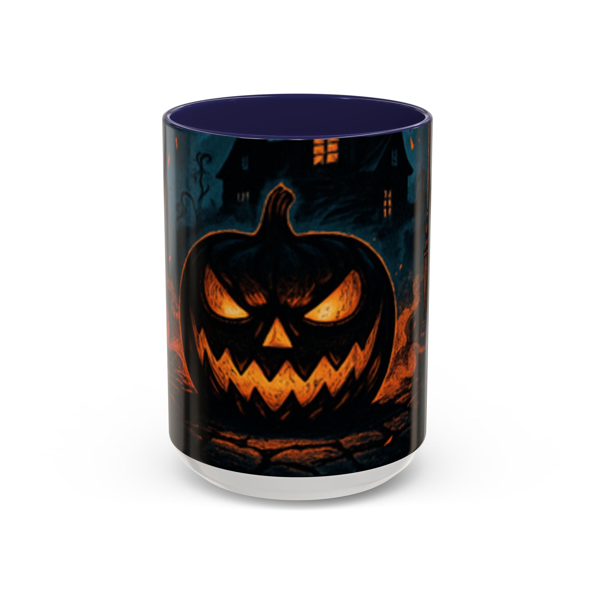 Spooky Pumpkin Coffee Accent Mug — Autumn Vibes Ceramic Coffee Cup (11/15 oz)
