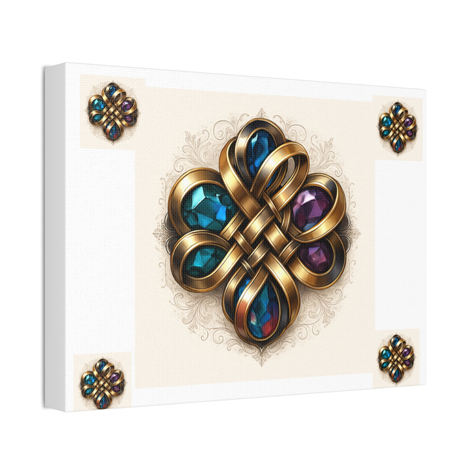 Canvas Wall Art, Elegant Gemstone Knot Design, Home Decor, Unique Gift, Art Print, Wall Hanging, Apartment Decor