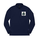 Green Floral Dragon Embroidery Quarter-Zip Pullover