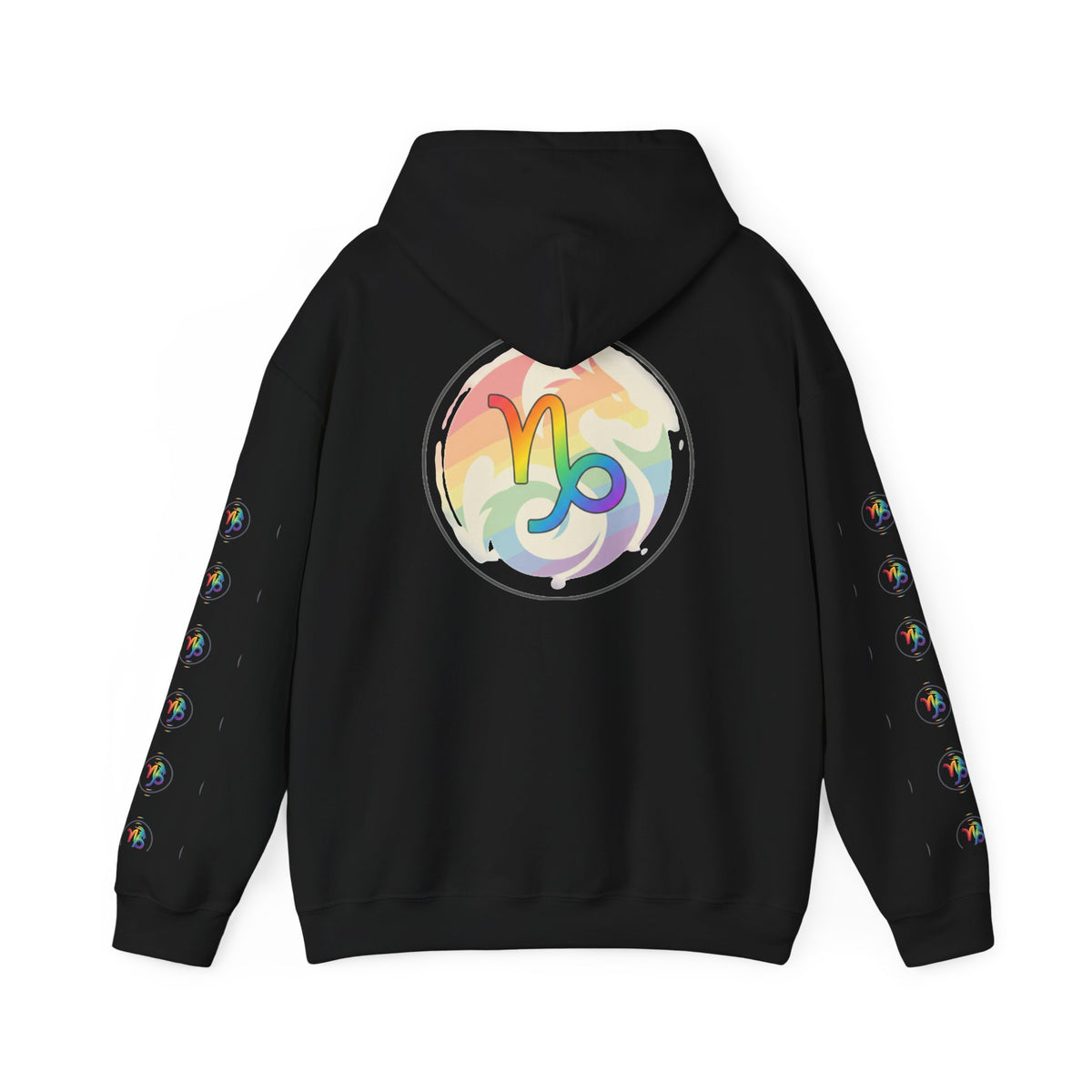 Capricorn Rainbow Zodiac Hoodie — Colorful Astrology Sweatshirt with Capricorn Symbol