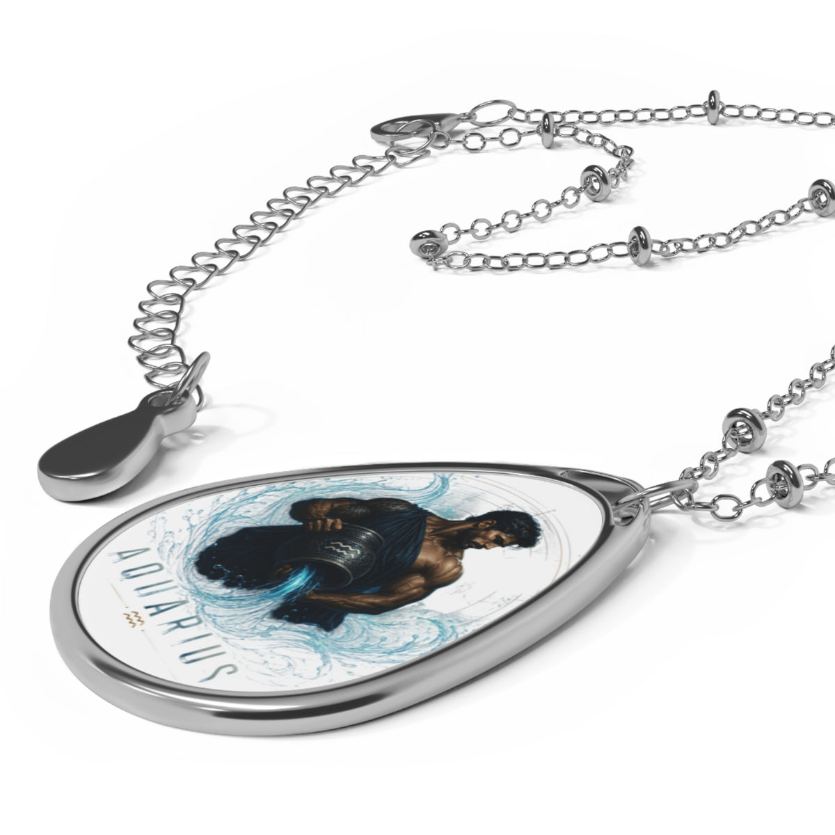 Aquarius Zodiac Oval Necklace
