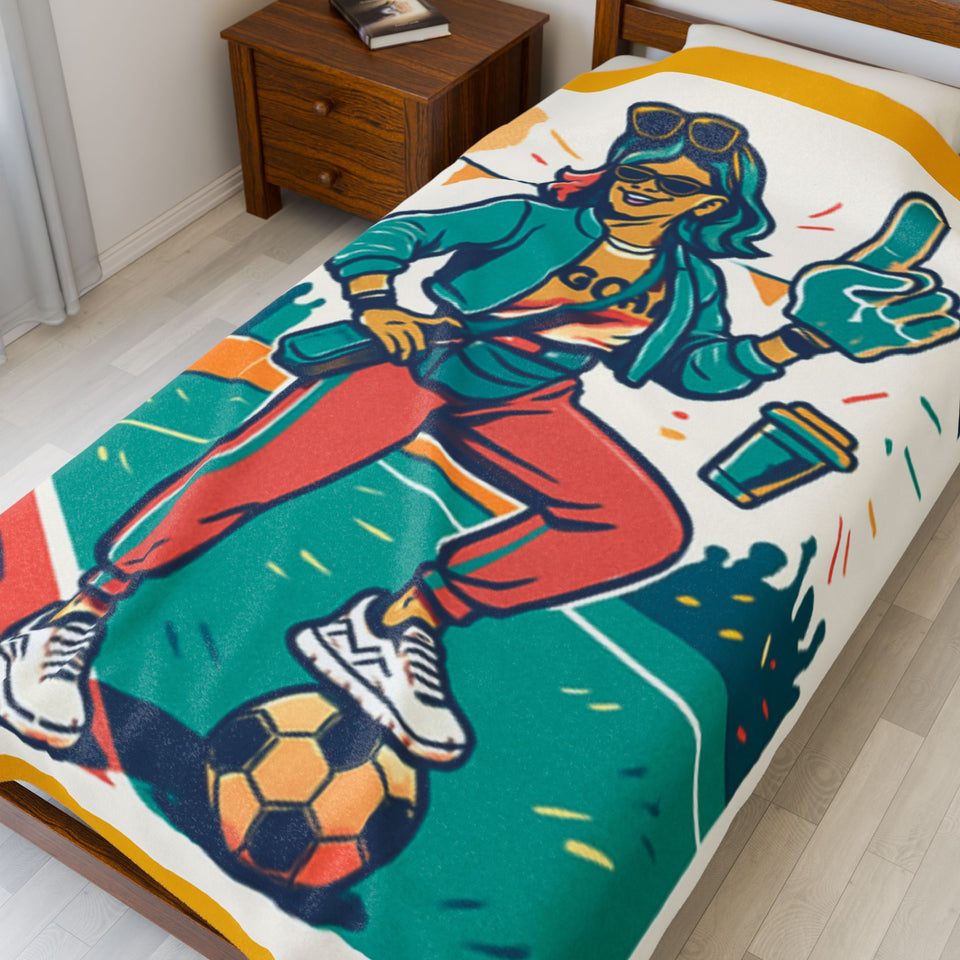 Luxurious Velvet Plush Blanket for Modern Soccer Moms - Cozy Home Decor, Soccer Mom Gift, Soft Throw Blanket, Bedroom Accessory, Gift for