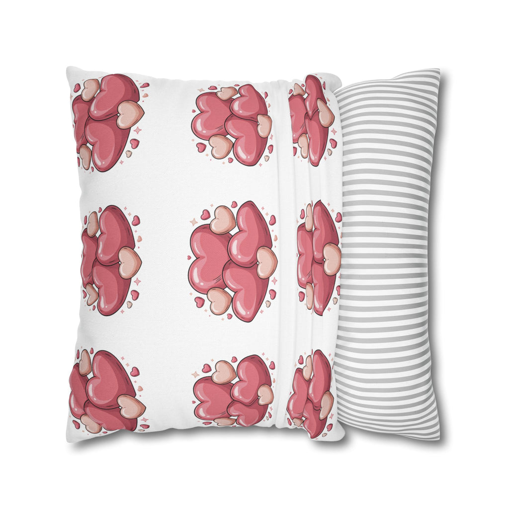 Heart Cluster Pillowcase — Cute Pink Valentine Decorative Throw Pillow