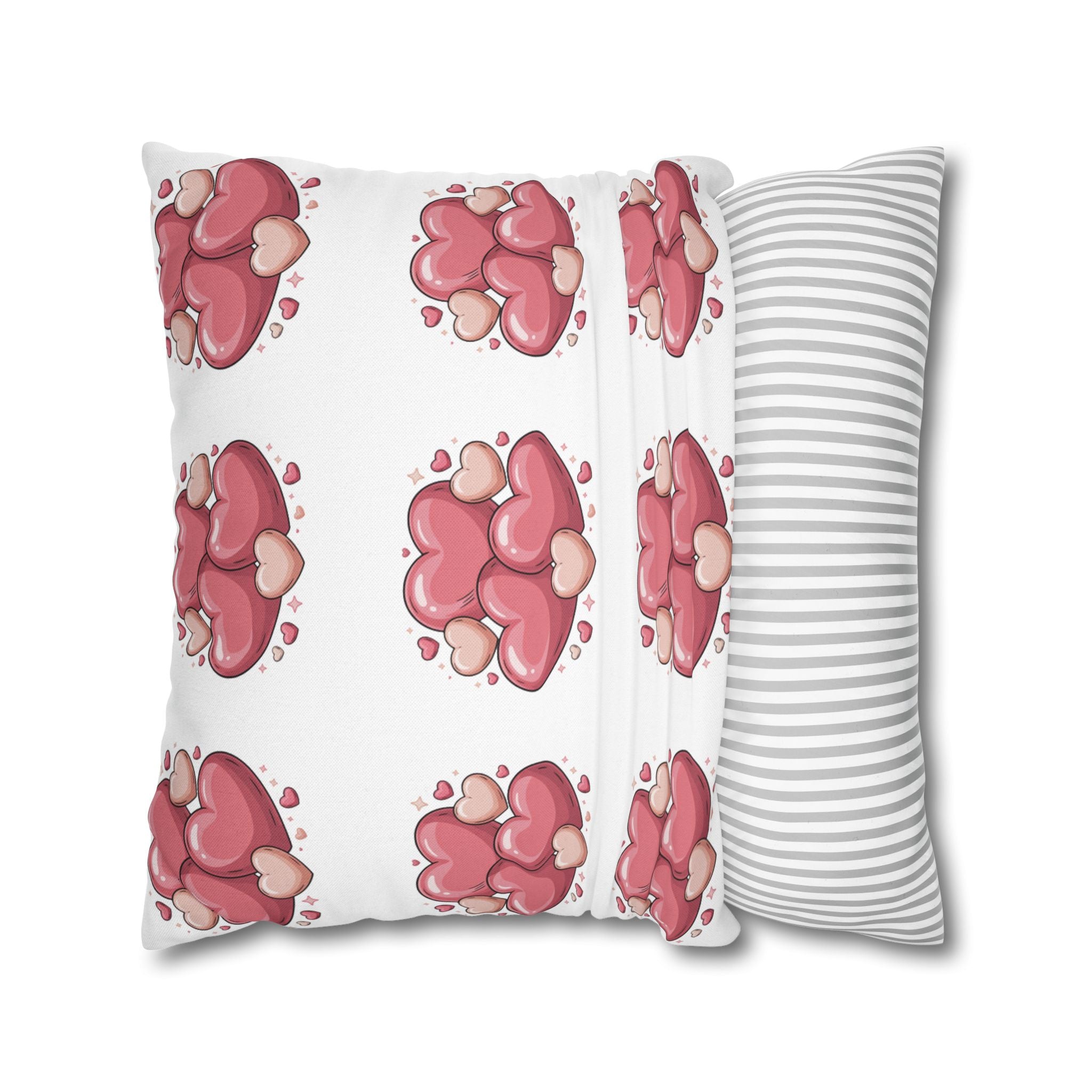Heart Cluster Pillowcase — Cute Pink Valentine Decorative Throw Pillow