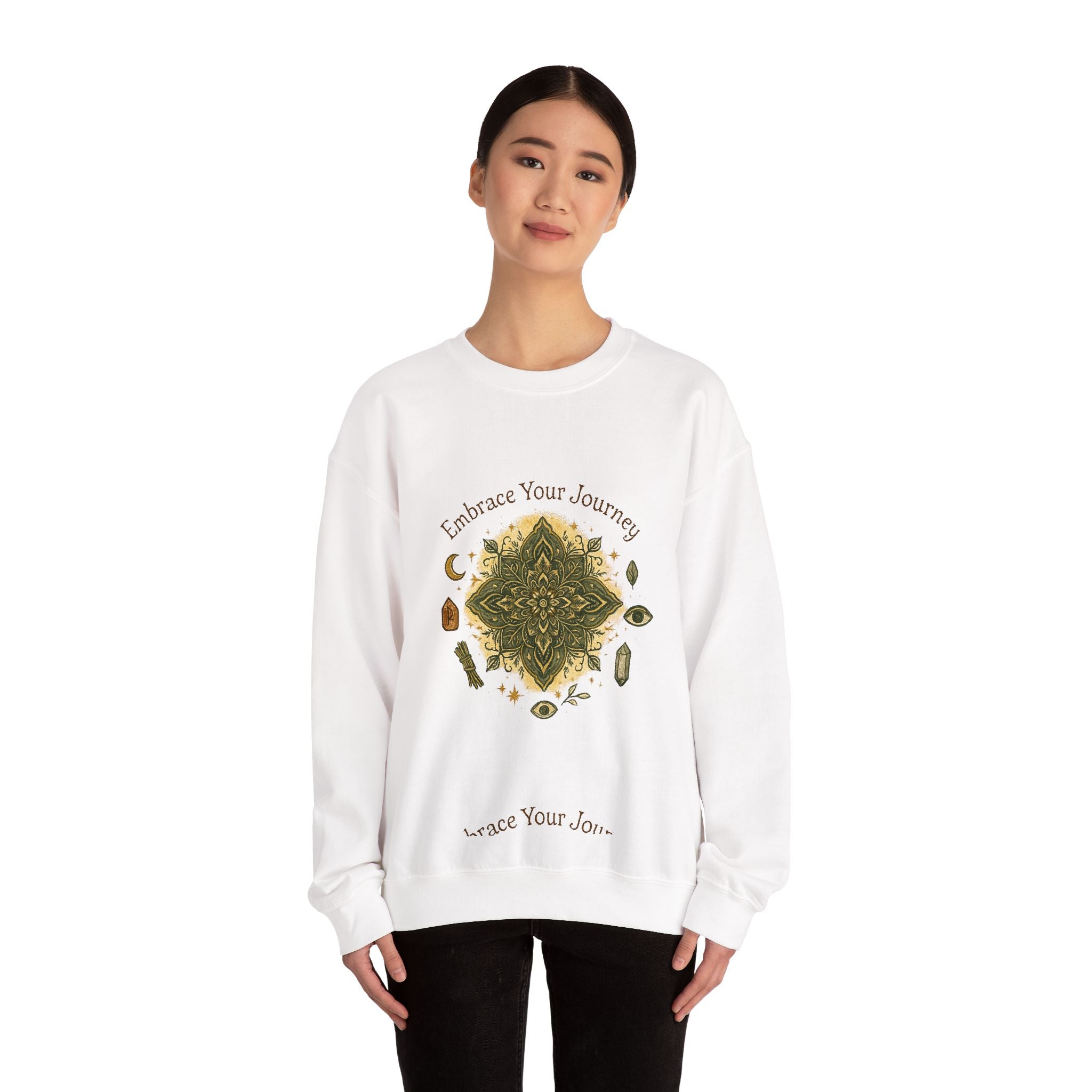 Embrace Your Journey Mandala Crewneck Sweatshirt | Boho Spiritual Meditation