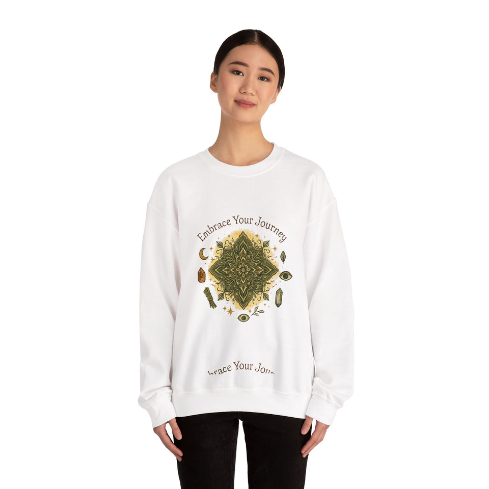 Embrace Your Journey Mandala Crewneck Sweatshirt | Boho Spiritual Meditation