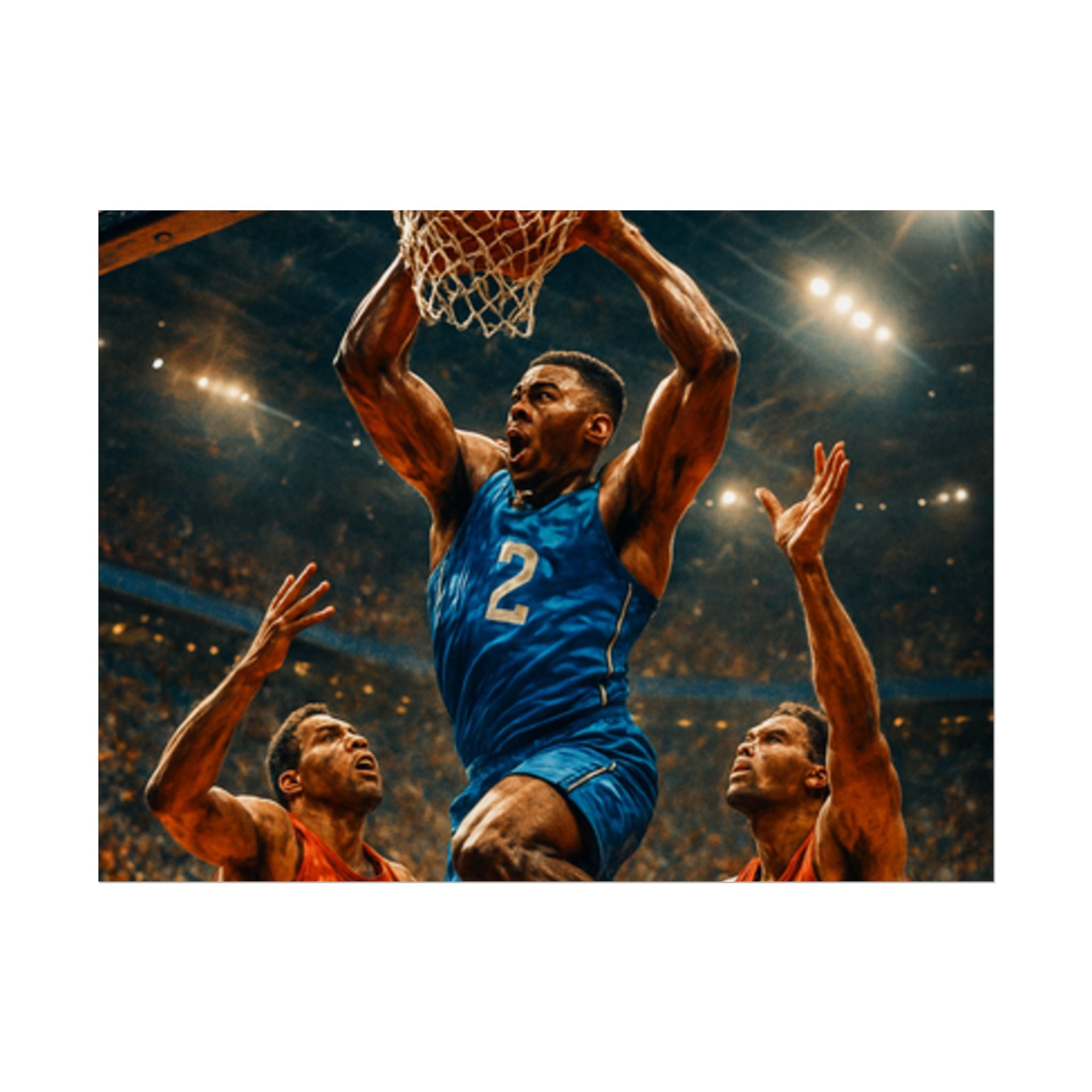 Poster Print, Dynamic Basketball Art Decor for Gamer Gift, Man Cave, Athletic Office, Sports Wall Art