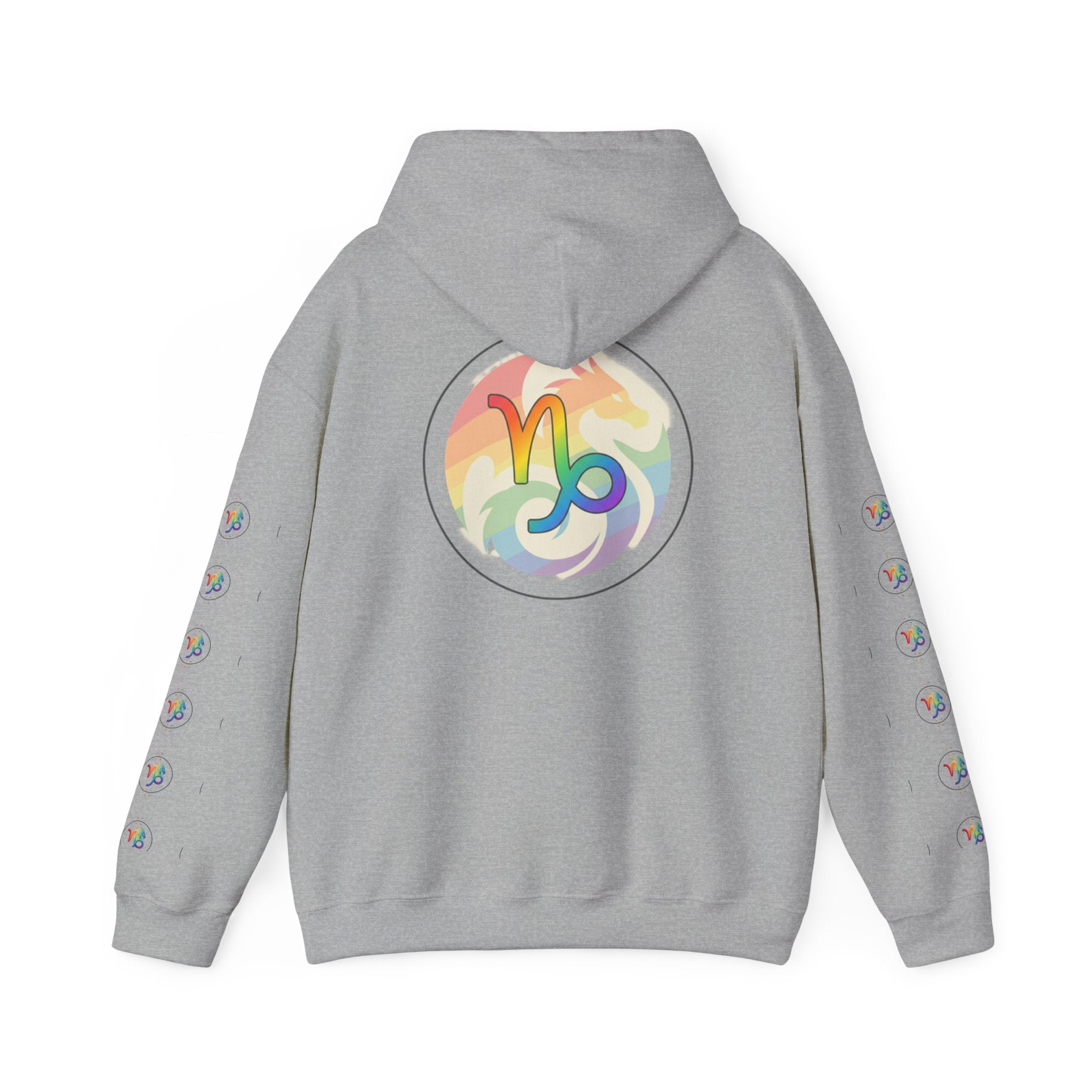 Capricorn Rainbow Zodiac Hoodie — Colorful Astrology Sweatshirt with Capricorn Symbol
