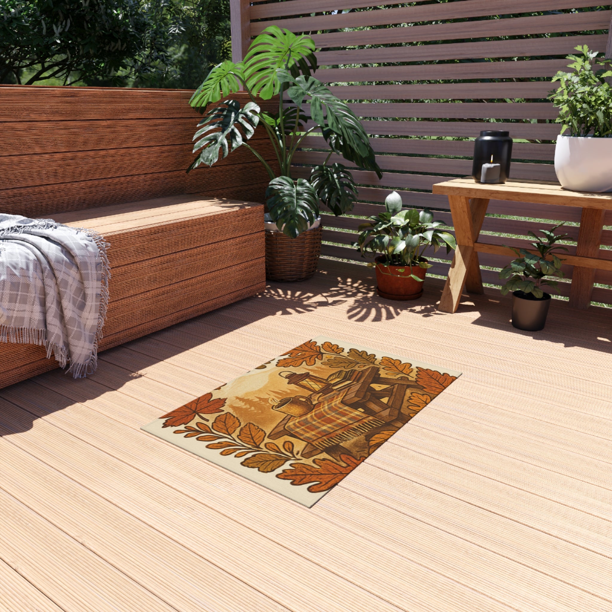 Autumn Outdoor Rug, Patio Mat, Fall Decor, Camping Mat, Outdoor Living Accents, Seasonal Home Decor