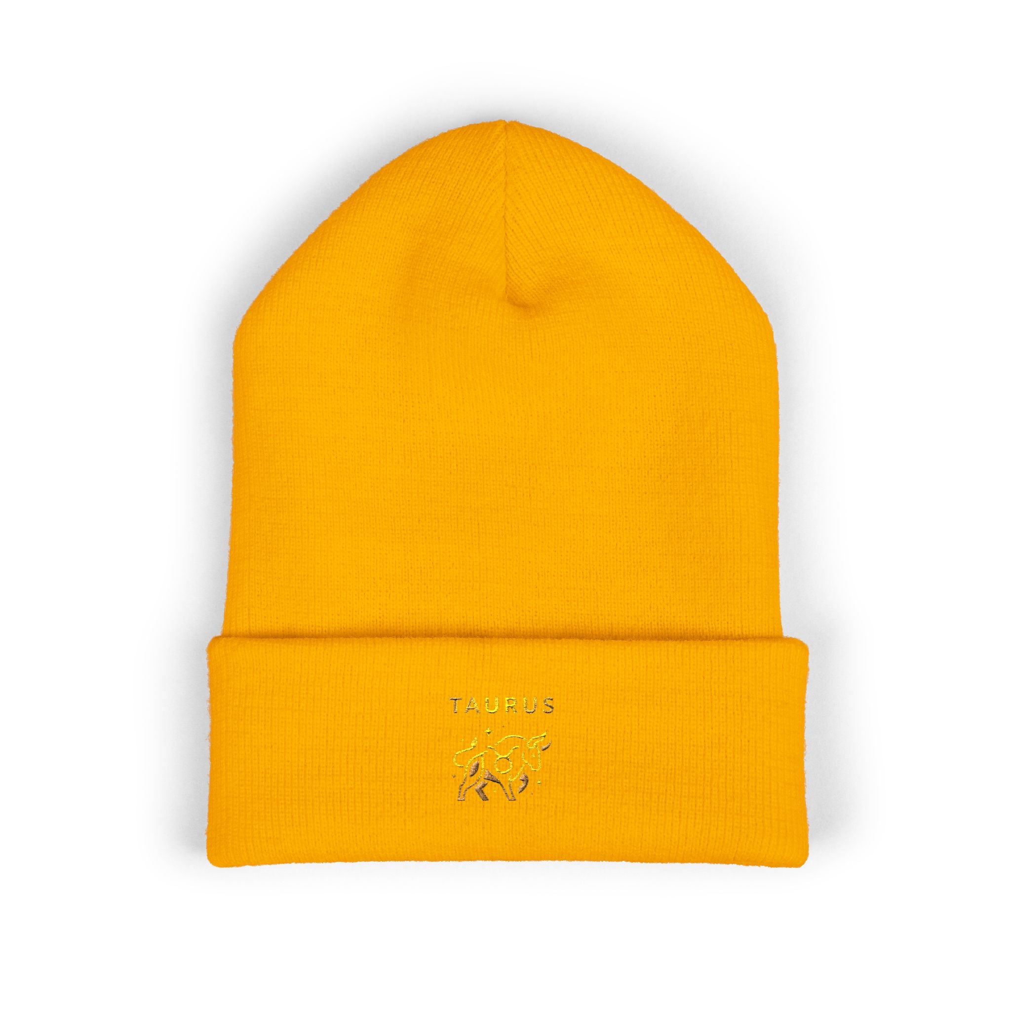 Embroidered Floral 'Taurus' Cuffed Beanie — Zodiac Winter Hat