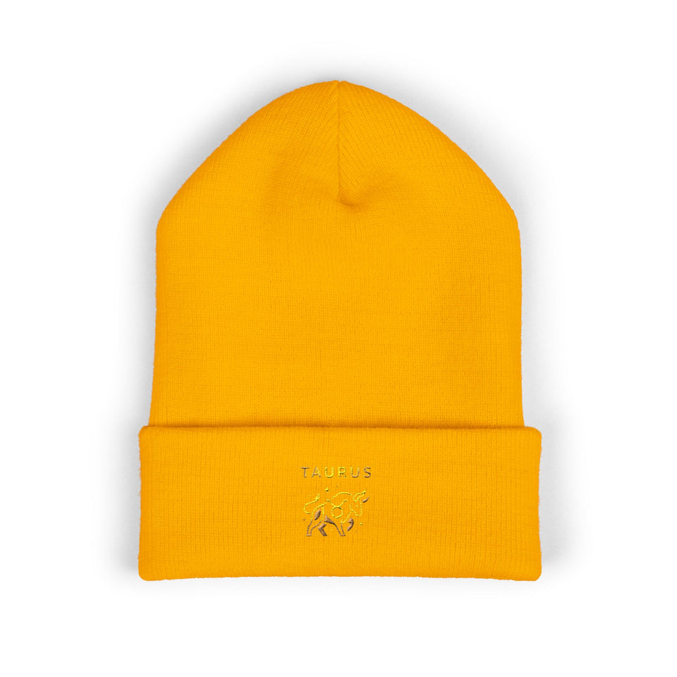 Taurus Beanie – Embroidered Floral Zodiac Winter Hat