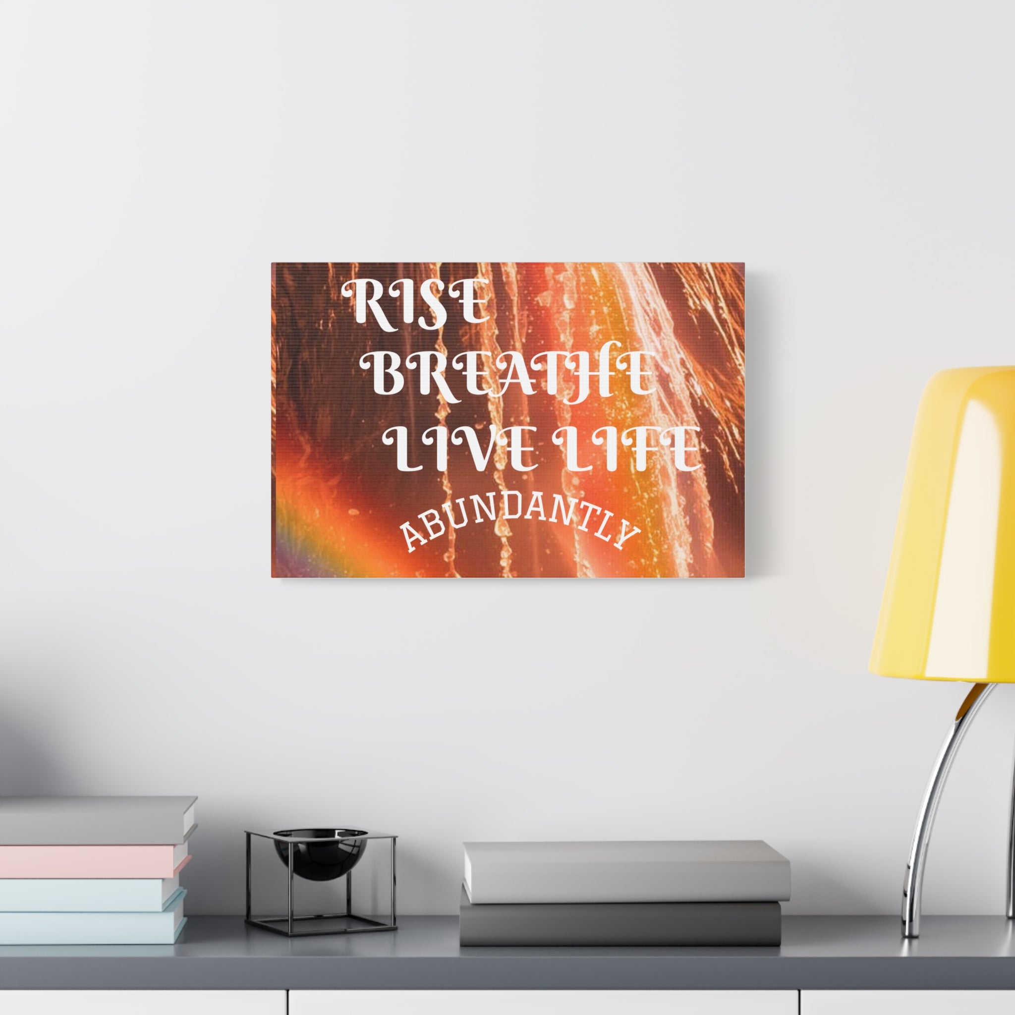 Inspirational Wall Art Canvas, RISE & BREATHE, Motivational Home Decor, Gift for Yoga Lovers, Positive Vibes Art