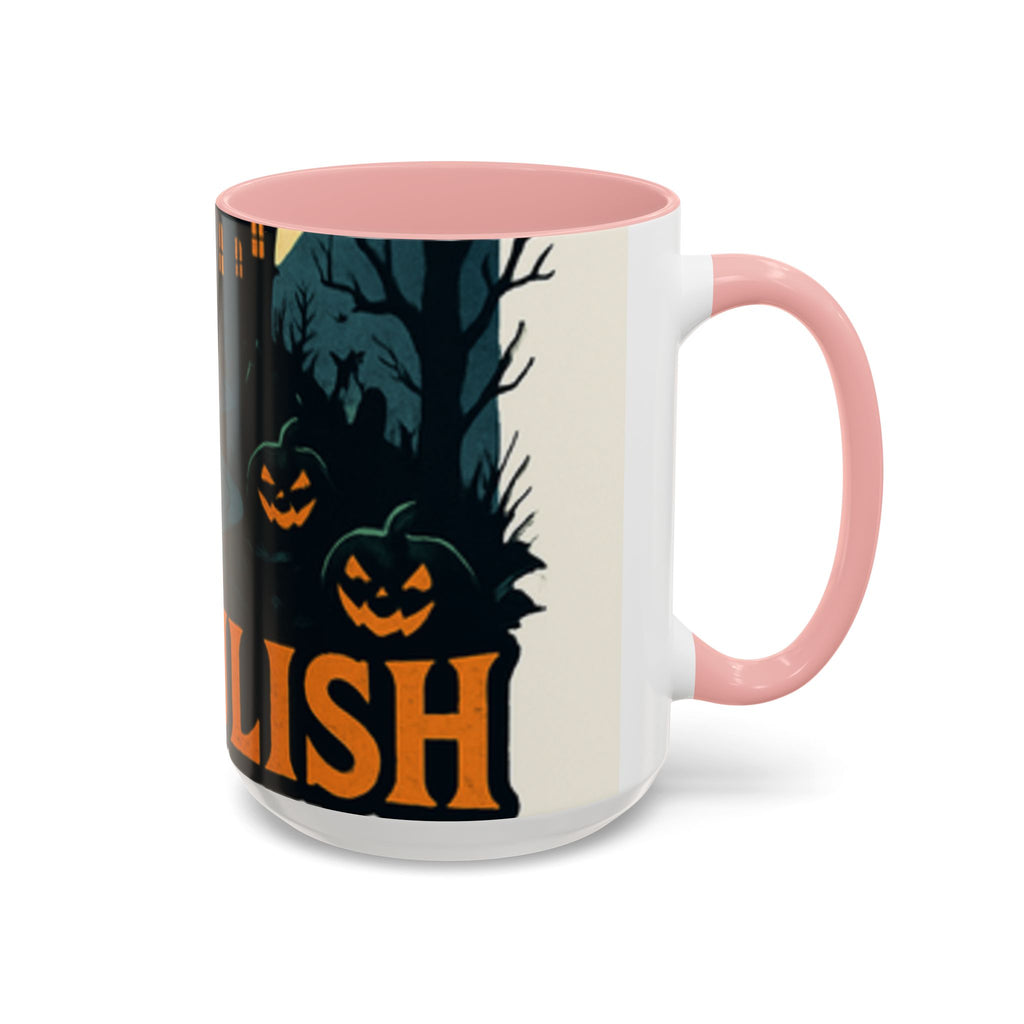 Spooky Cozy October Accent Coffee Mug — Autumn Vibe Ceramic (11/15 oz)