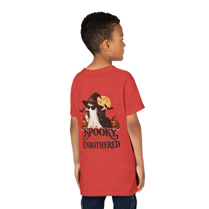 Youth Halloween Tee — “Daddy’s Little Boo” / “Spooky &amp; Unbothered” Kids Costume Shirt