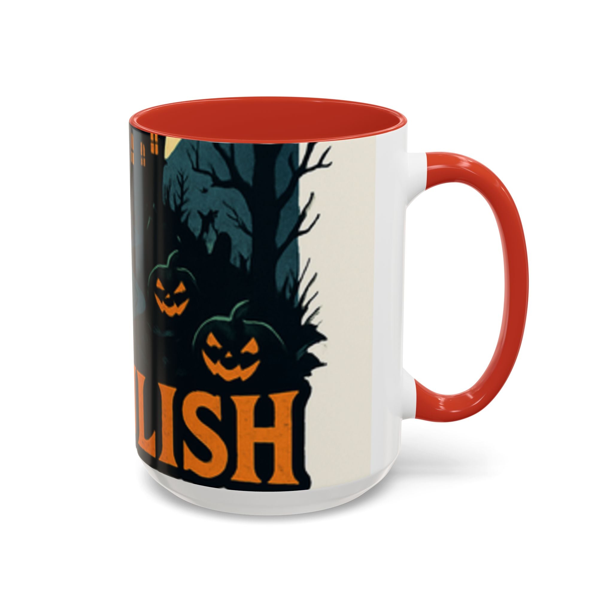 Spooky Cozy October Accent Coffee Mug — Autumn Vibe Ceramic (11/15 oz)