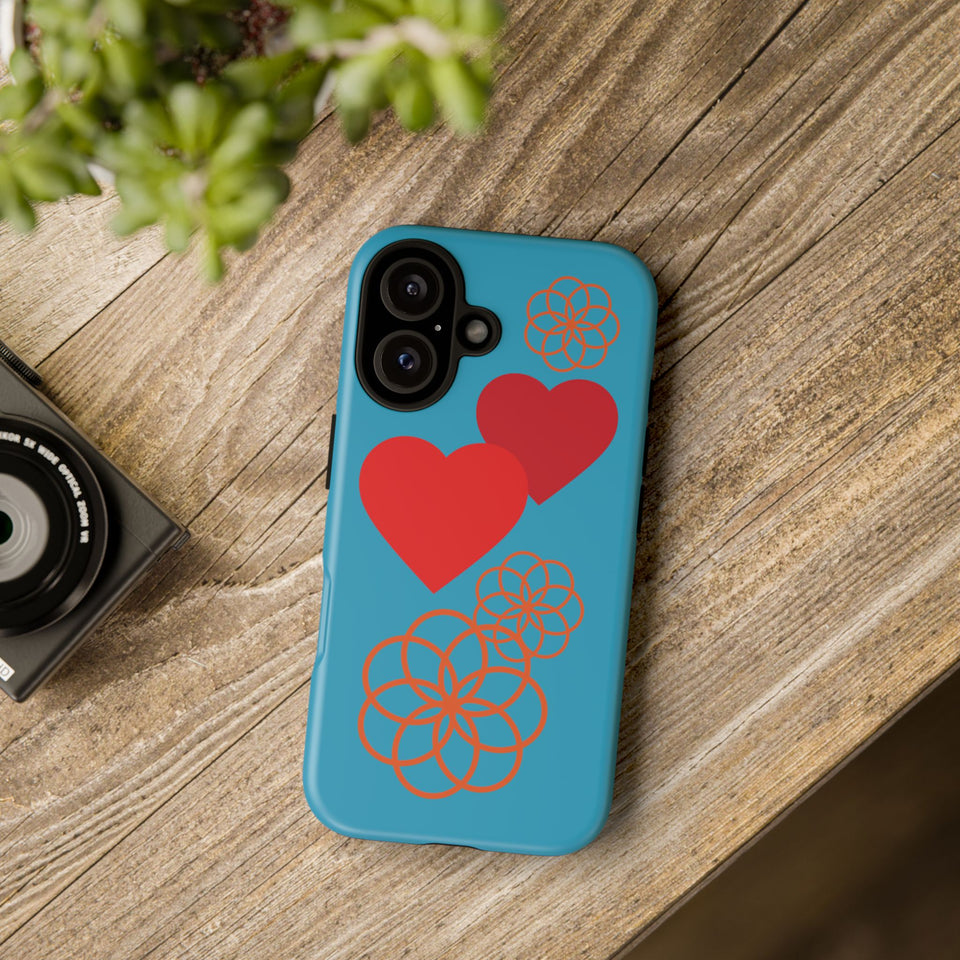Stylish Phone Case with Floral Hearts Design, Tough Phone Cover, Unique Gift for Her, Trendy Accessories, Spring Vibe, Custom Cases