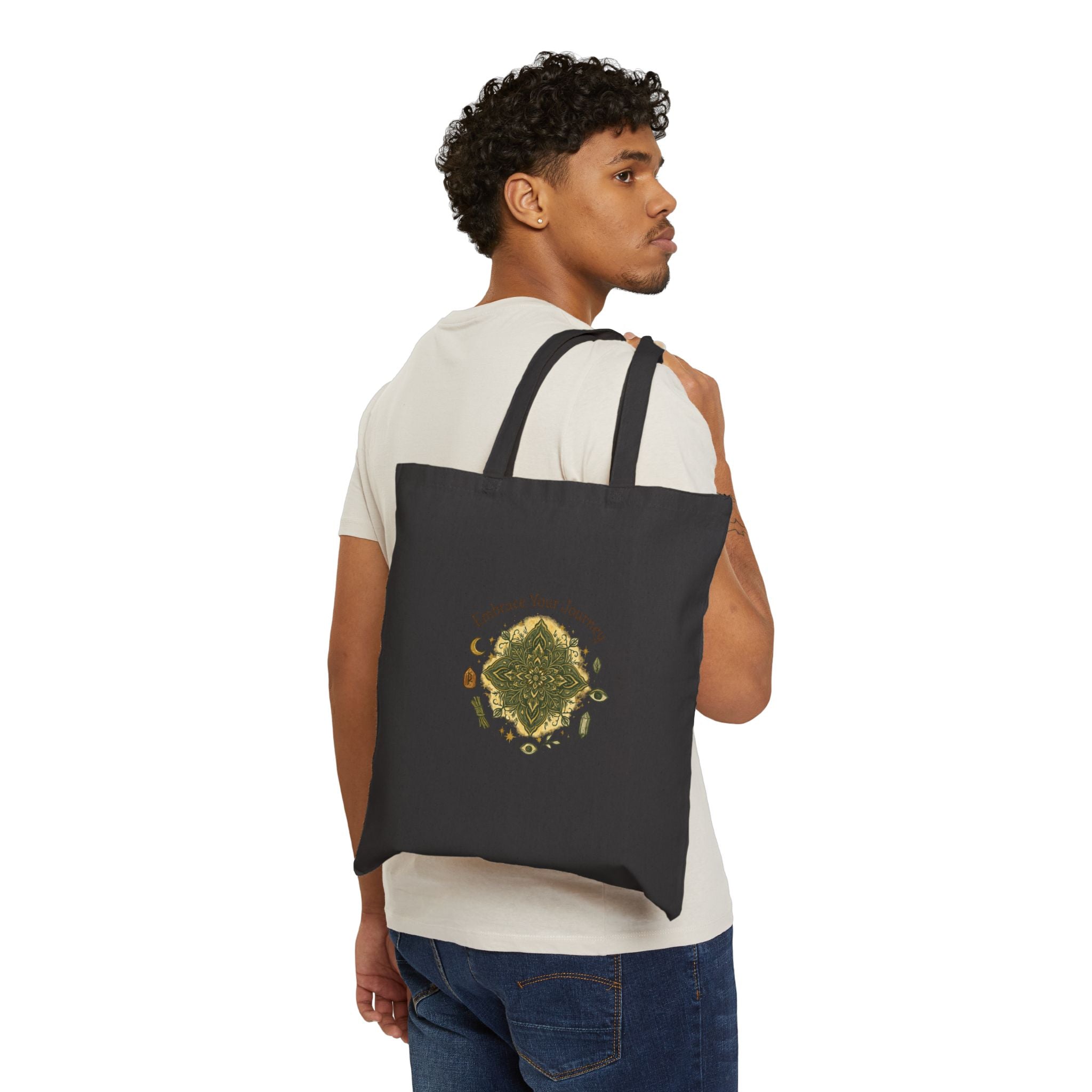 Herbal Apothecary Mandala Tote Bag | botanical illustration, earthy green accents