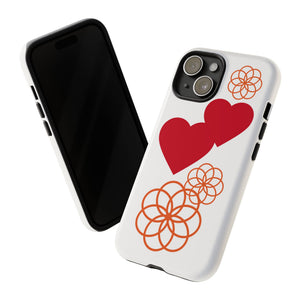 Floral Heart Pattern Phone Case | Tough Phone Cover, Spring Floral Design