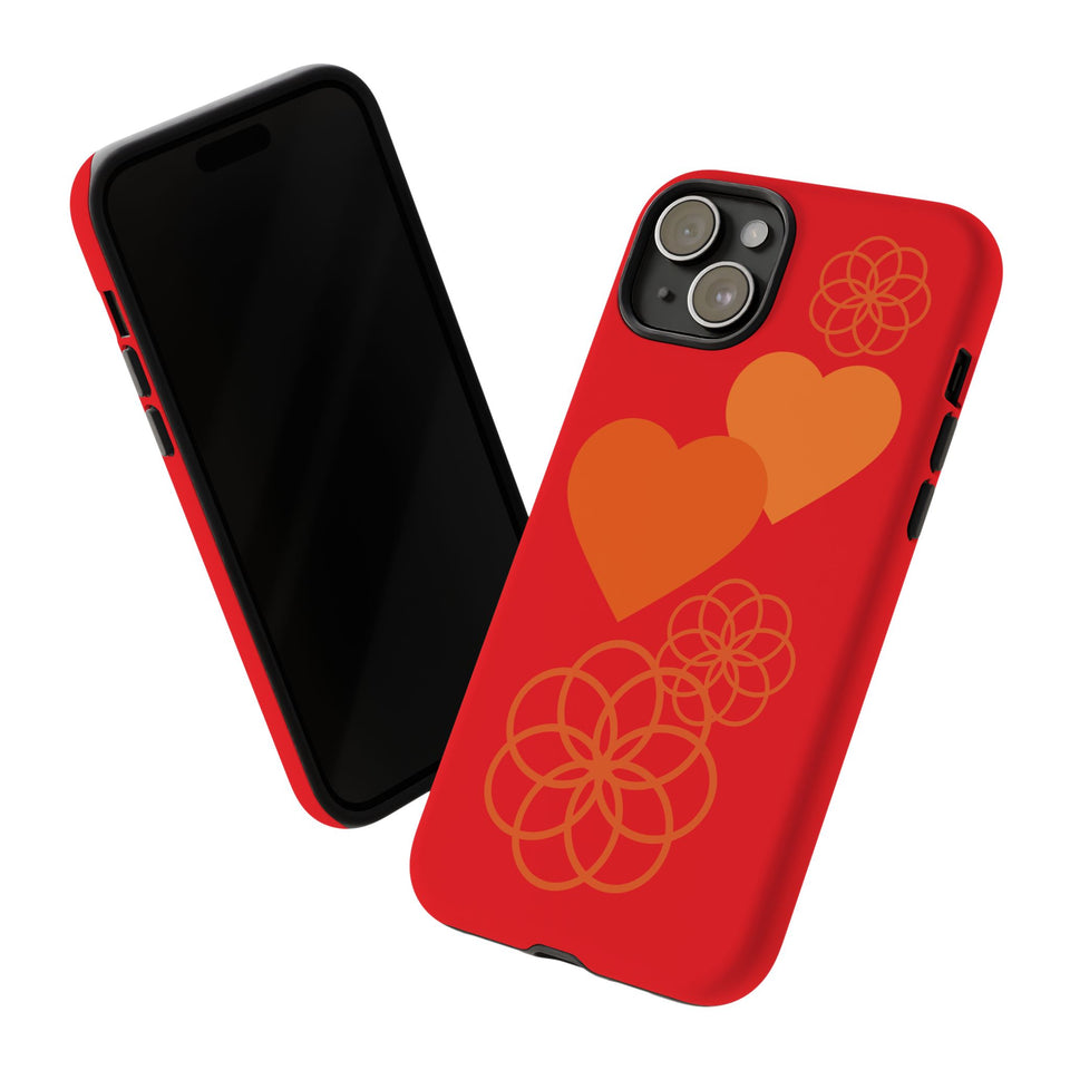Stylish Phone Case with Floral Hearts Design, Tough Phone Cover, Unique Gift for Her, Trendy Accessories, Spring Vibe, Custom Cases