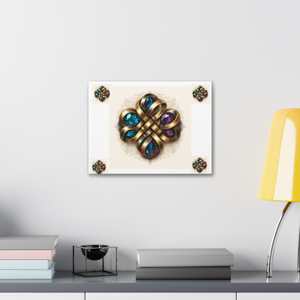 Canvas Wall Art, Elegant Gemstone Knot Design, Home Decor, Unique Gift, Art Print, Wall Hanging, Apartment Decor