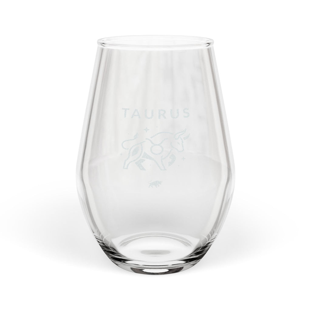 Engraved Taurus Stemless Wine Glass — 11.5 oz Zodiac Gift