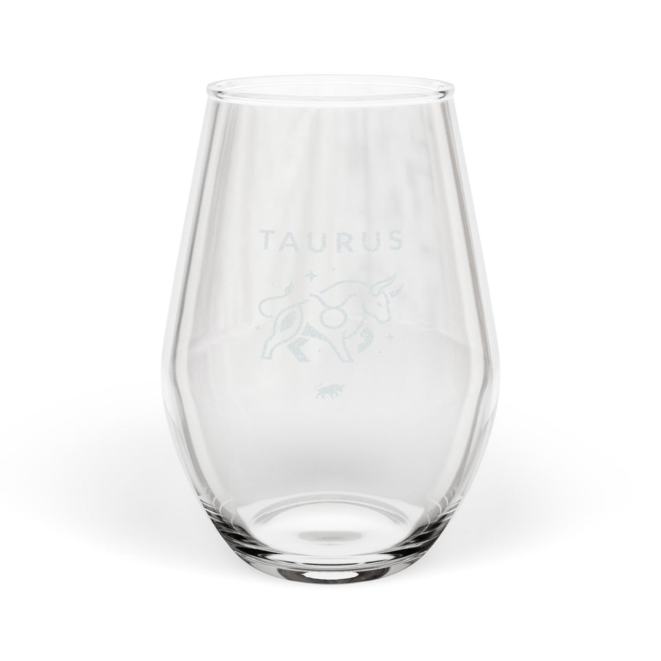 Engraved Taurus Stemless Wine Glass — 11.5 oz Zodiac Gift