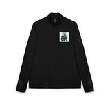 Green Floral Dragon Embroidery Quarter-Zip Pullover