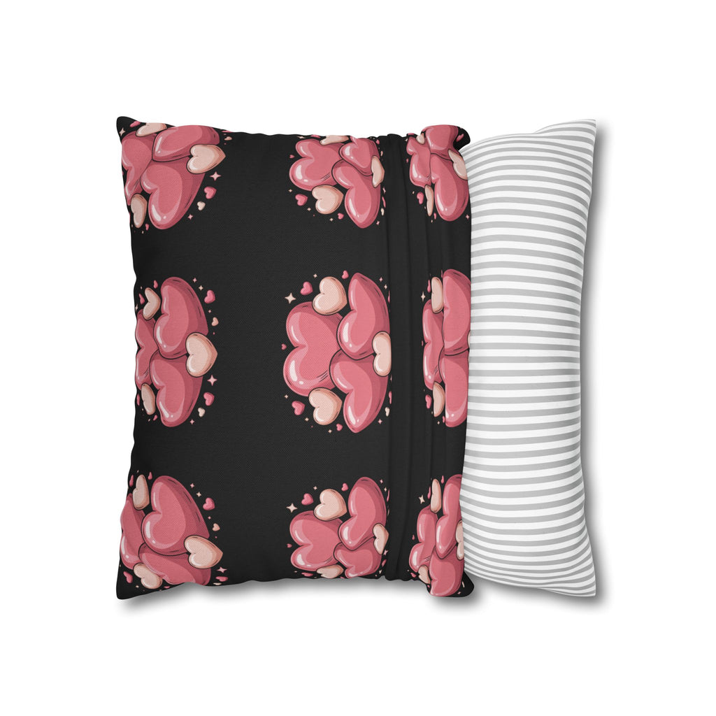 Heart Cluster Pillowcase — Cute Pink Valentine Decorative Throw Pillow