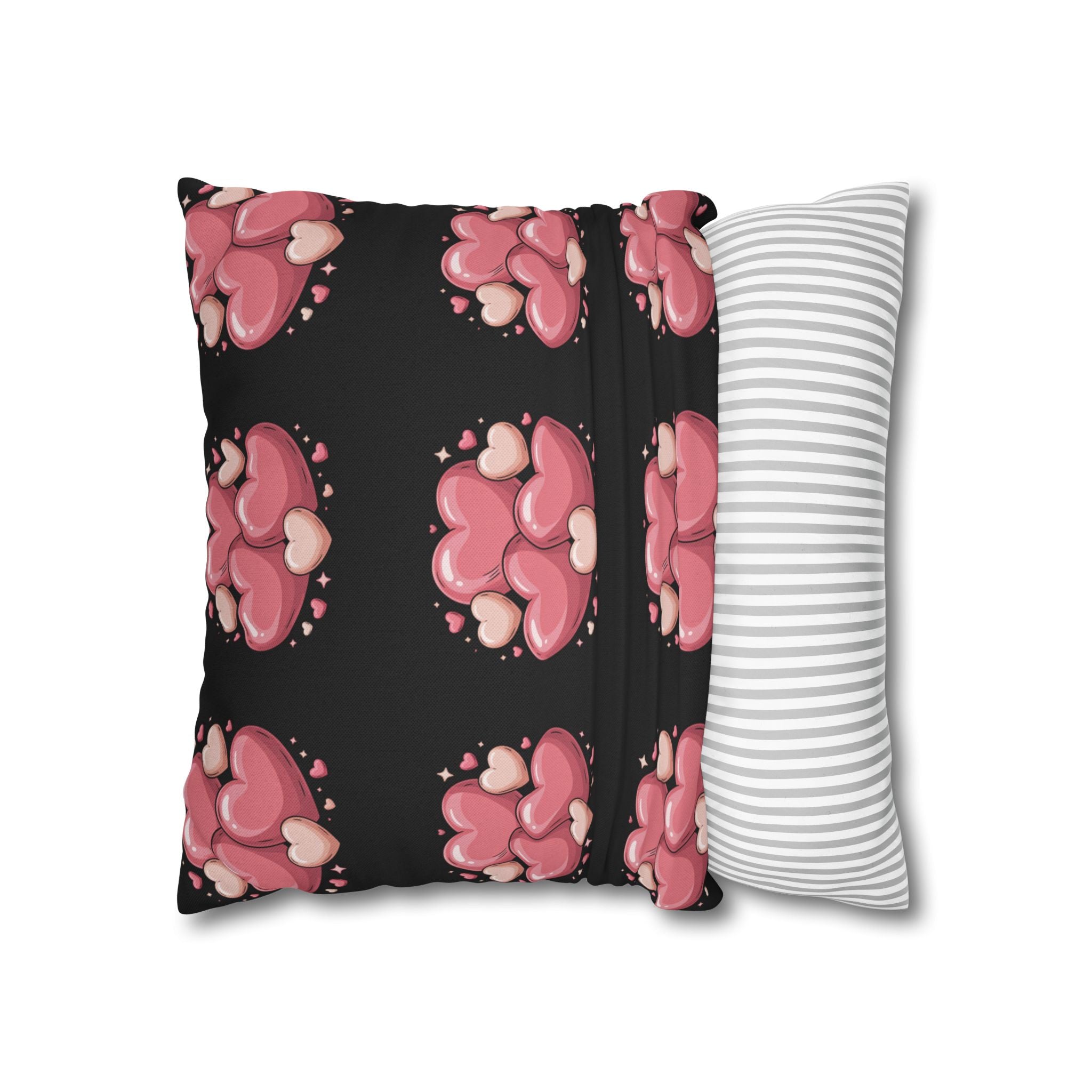 Heart Cluster Pillowcase — Cute Pink Valentine Decorative Throw Pillow