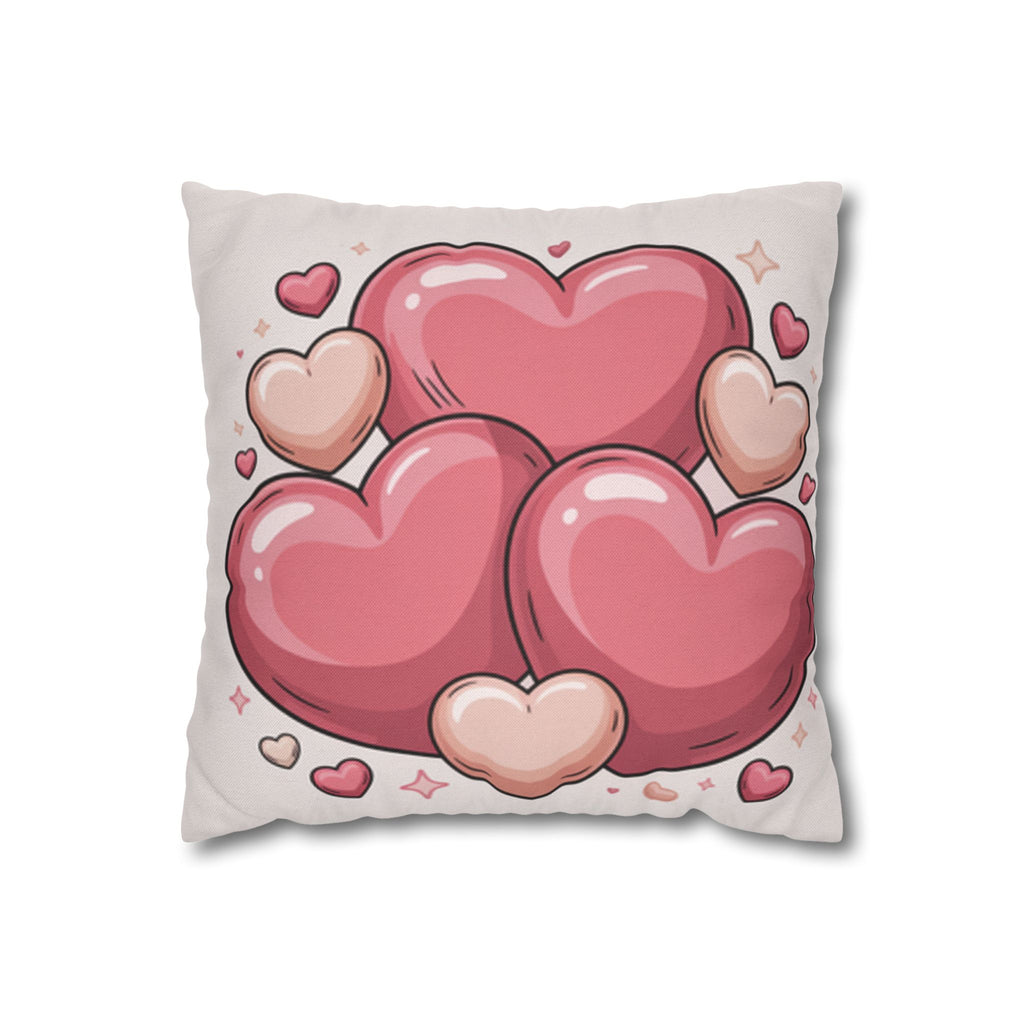 Heart Cluster Pillowcase — Cute Pink Valentine Decorative Throw Pillow