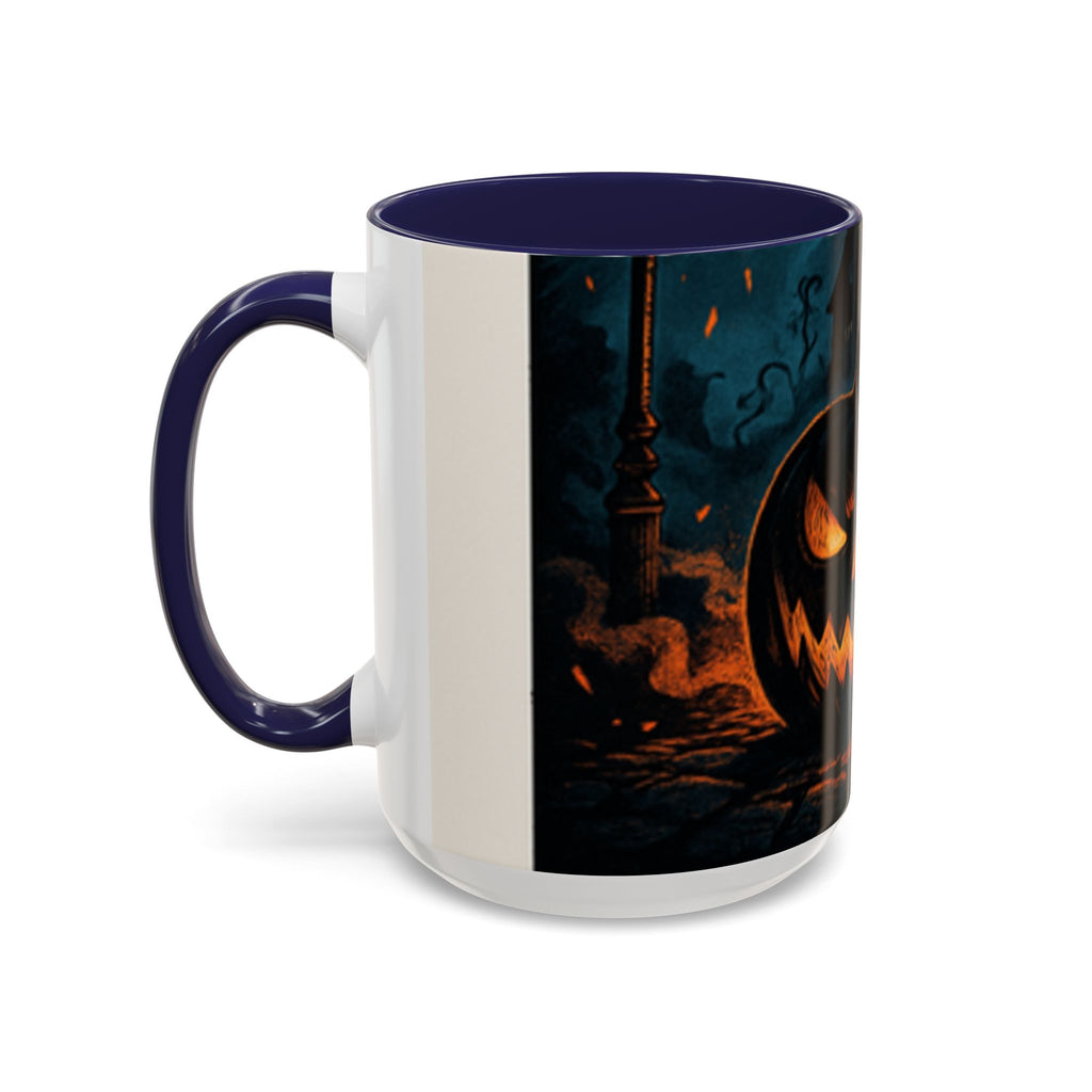 Spooky Pumpkin Coffee Accent Mug — Autumn Vibes Ceramic Coffee Cup (11/15 oz)