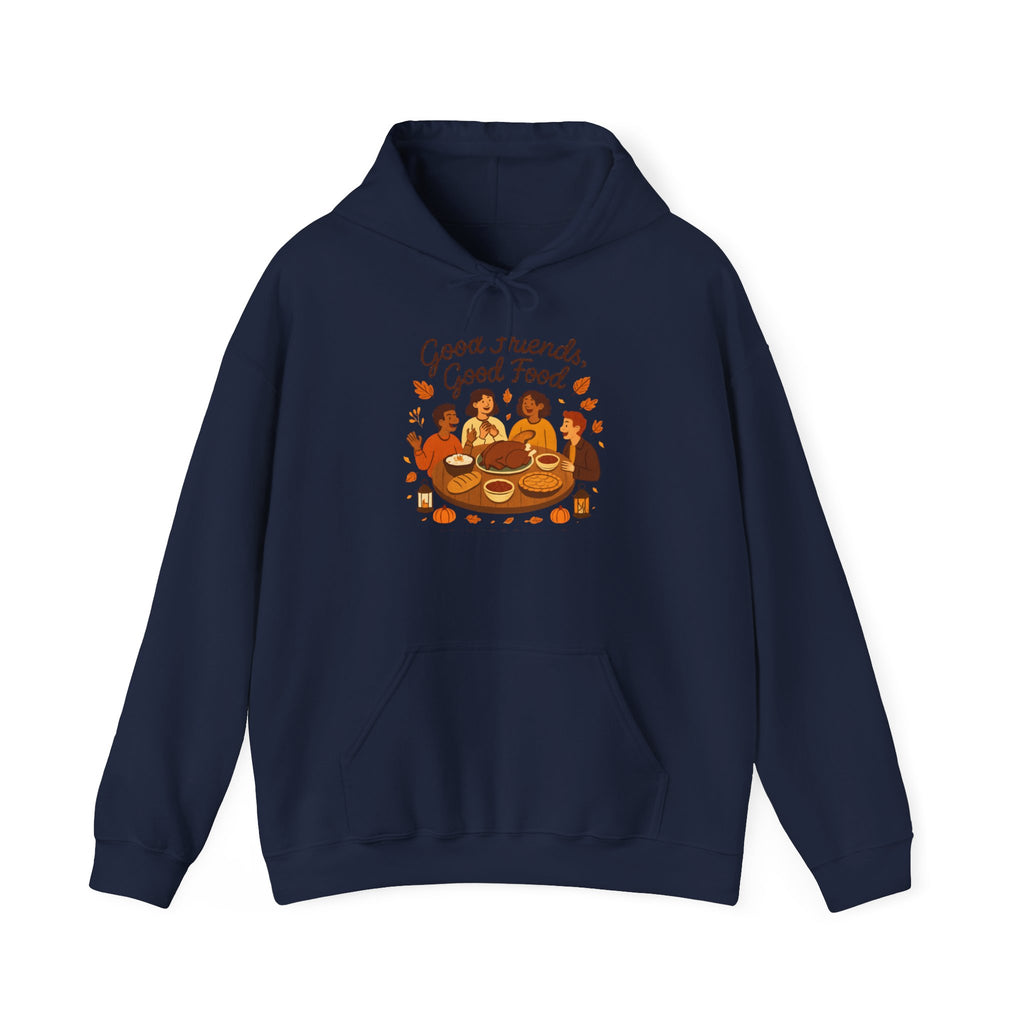 Good Friends Good Food hoodie | Group Dinner Illustration, Cozy Fall Sweatshirt
