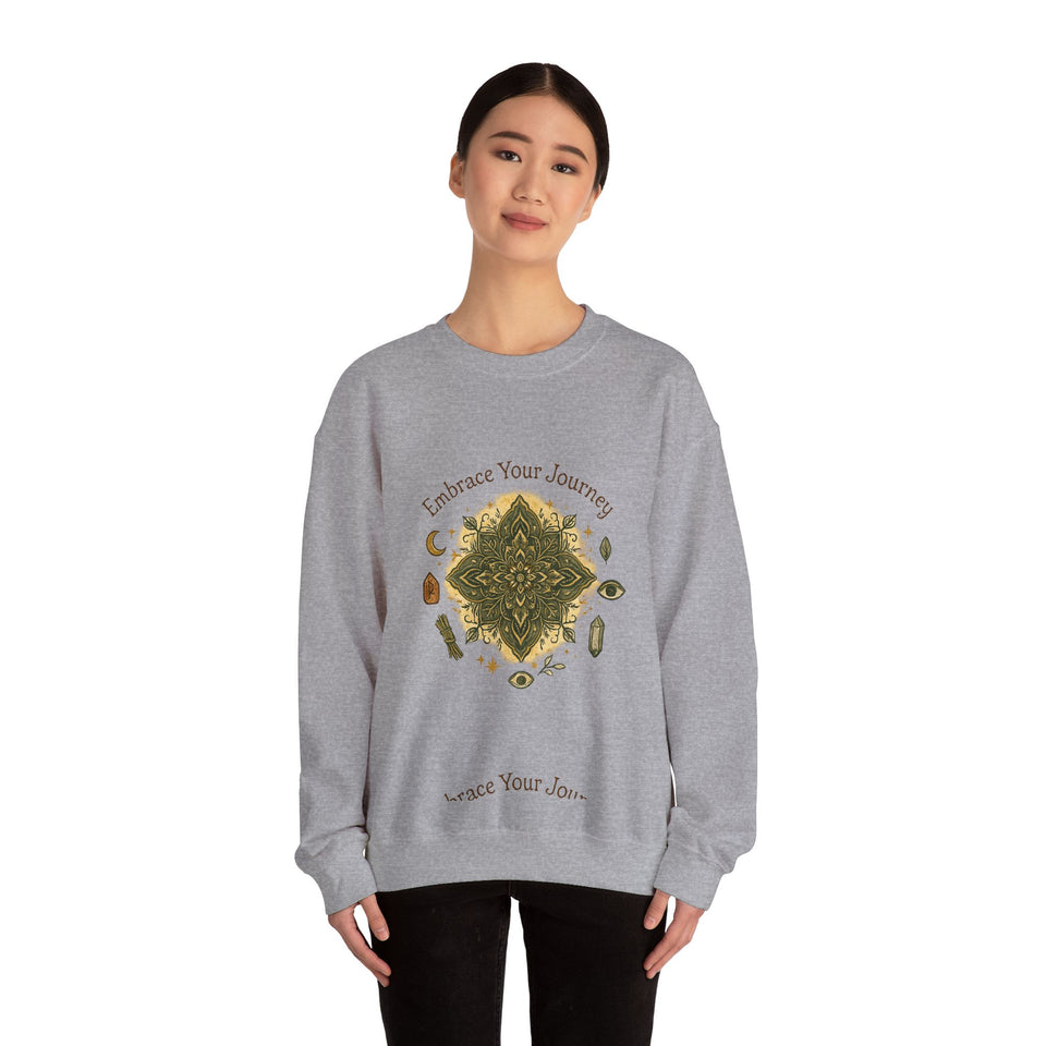 Embrace Your Journey Mandala Crewneck Sweatshirt | Boho Spiritual Meditation