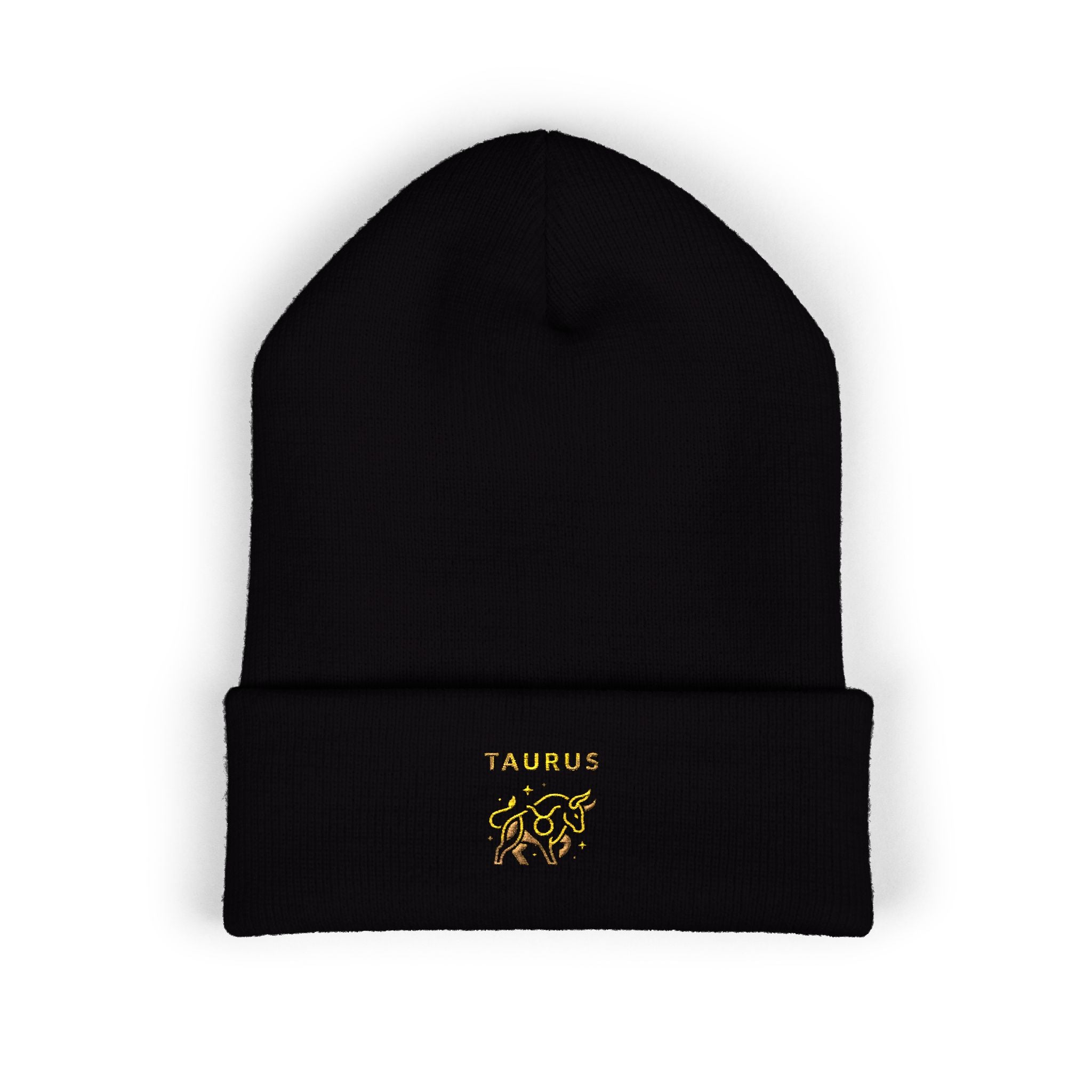 Embroidered Floral 'Taurus' Cuffed Beanie — Zodiac Winter Hat