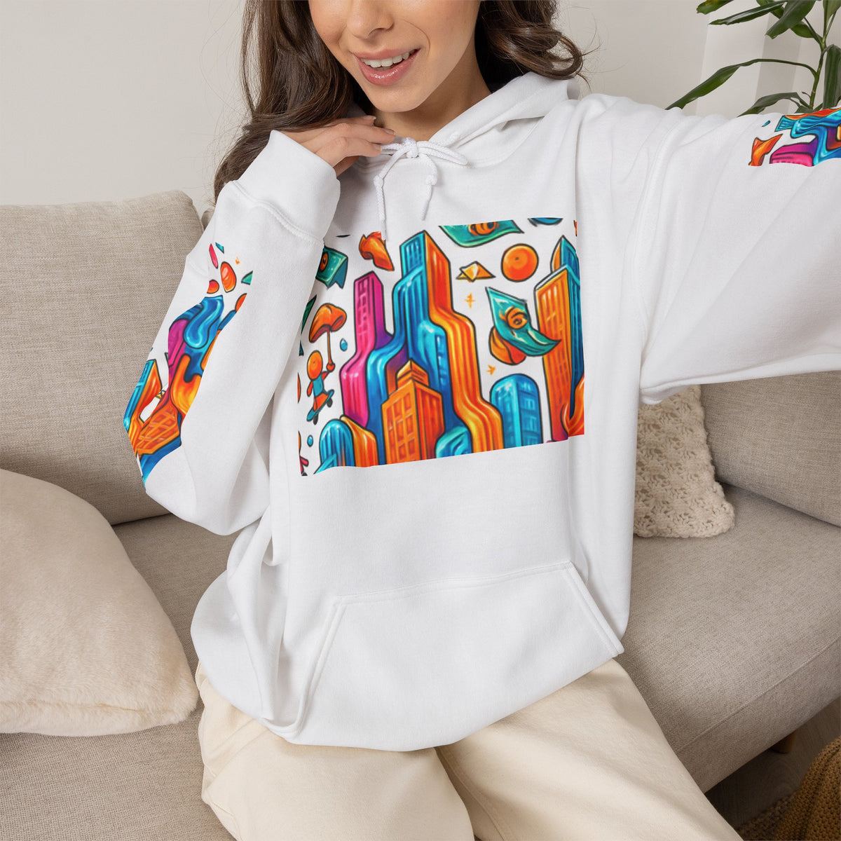 Designed Hooded Sweatshirt, Graphic Hoodie, Cozy Pullover, Men&