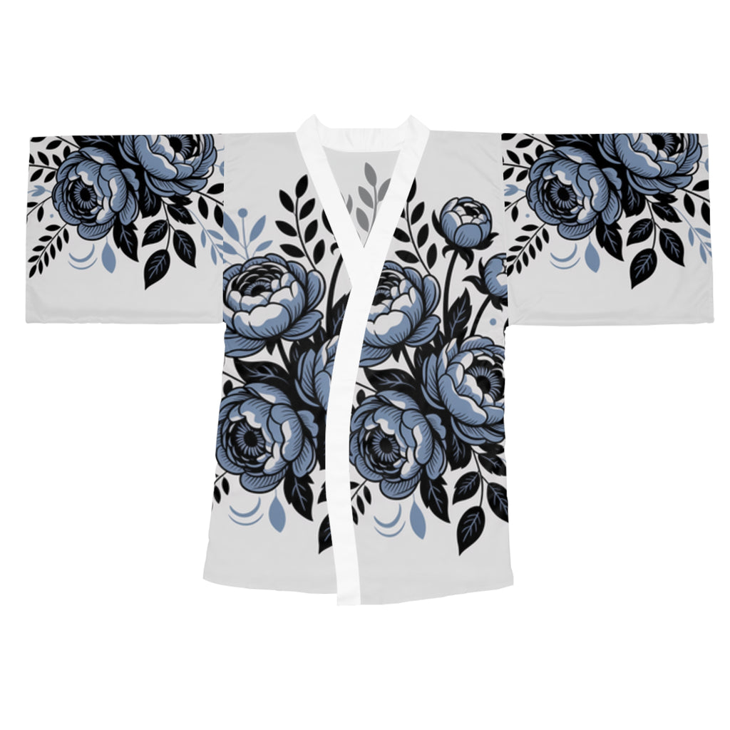 Floral Kimono Robe — Blue Peony All-Over Print
