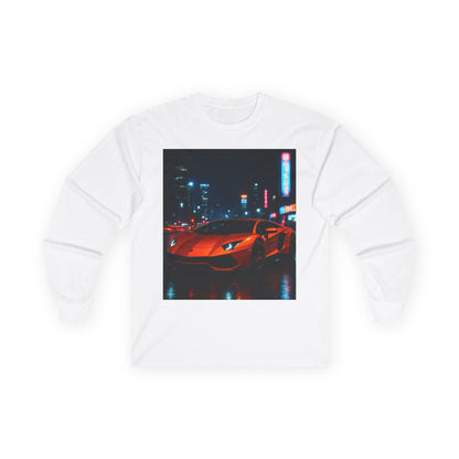 Long Sleeve Tee — Neon City Red Sports Car Streetwear