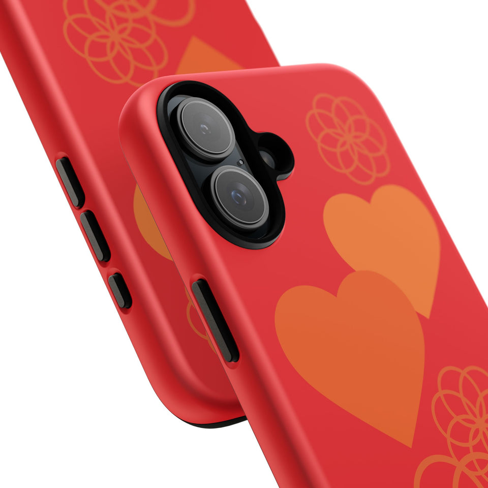 Stylish Phone Case with Floral Hearts Design, Tough Phone Cover, Unique Gift for Her, Trendy Accessories, Spring Vibe, Custom Cases