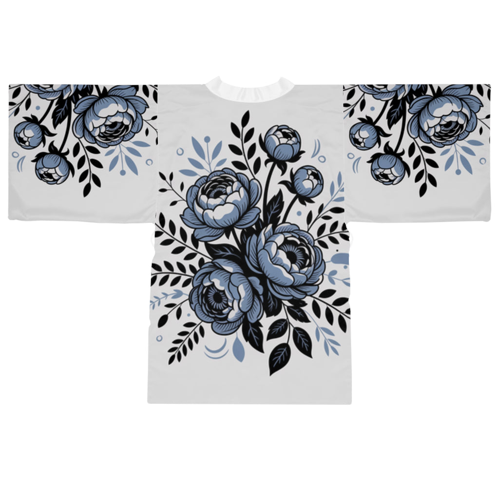Floral Kimono Robe — Blue Peony All-Over Print