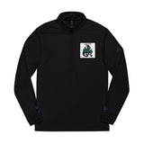 Green Floral Dragon Embroidery Quarter-Zip Pullover